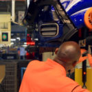 New collaborative robots, also known as co-bots, are first being used to help workers fit shock absorbers to Fiesta cars, a task that requires pinpoint accuracy, strength, and a high level of dexterity. Employees work hand-in-hand with the robots to ensure a perfect fit every time.